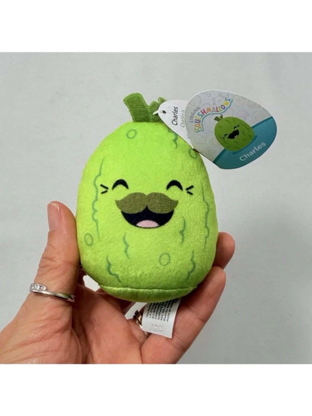 McDonald Squishmallows Charles Pickle Mustache Plush Toy Mini Happy Meal Squishy